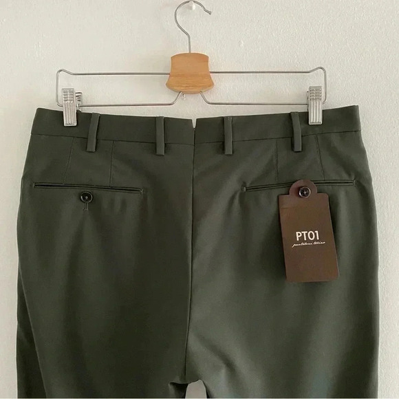 PT01 Slim Fit Trousers Green Sz 48/Medium - Picture 9 of 12
